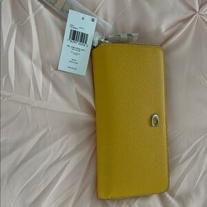 Yellow Coach pebbled Leather Wallet